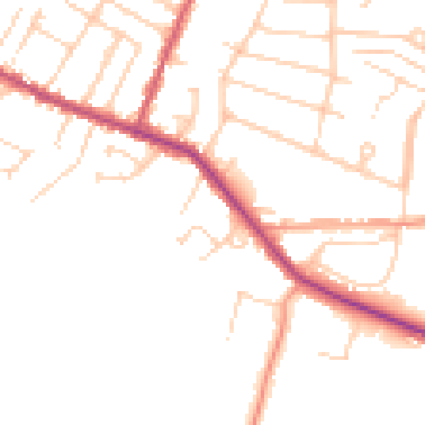 Daytime road noise heatmap for RH13 5FD