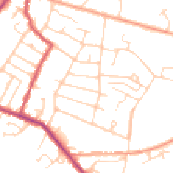 Daytime road noise heatmap for RH13 5JN