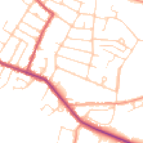 Daytime road noise heatmap for RH13 5JX