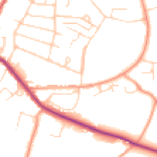 Daytime road noise heatmap for RH13 5NJ