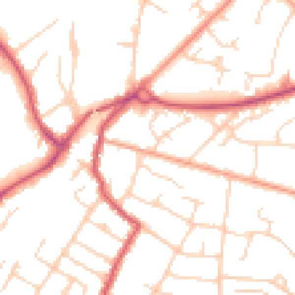 Daytime road noise heatmap for RH13 5RW