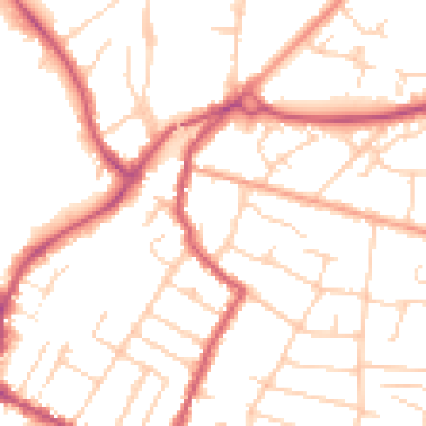 Daytime road noise heatmap for RH13 5SN