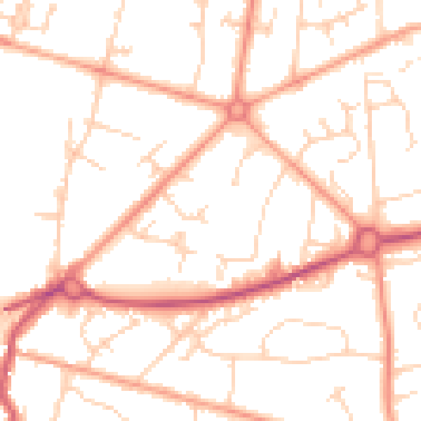 Daytime road noise heatmap for RH13 5SZ