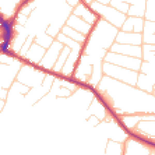 Daytime road noise heatmap for RH13 5TS