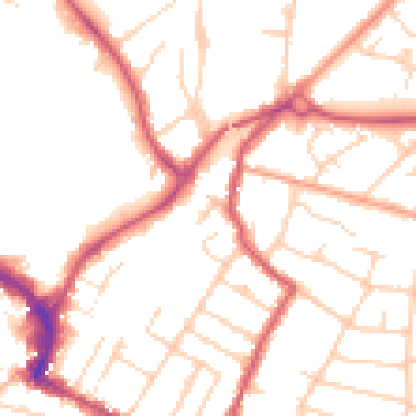 Daytime road noise heatmap for RH13 5UB