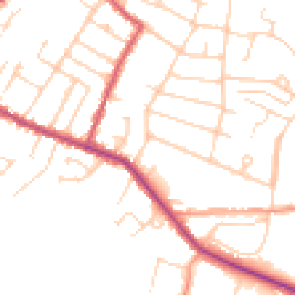 Daytime road noise heatmap for RH13 5XE