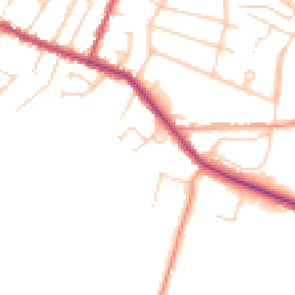Daytime road noise heatmap for RH13 6HA