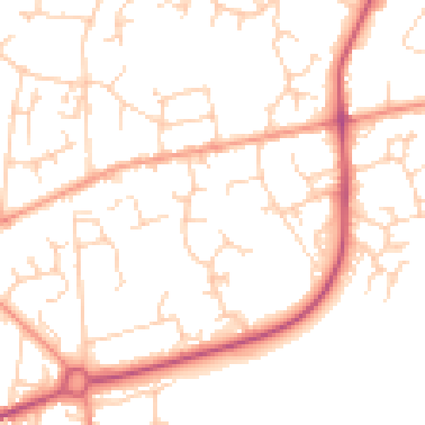 Daytime road noise heatmap for RH13 6SN