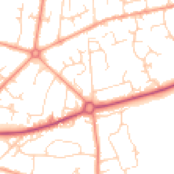 Daytime road noise heatmap for RH13 6TA