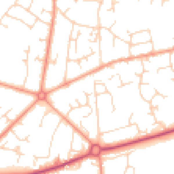 Daytime road noise heatmap for RH13 6TE