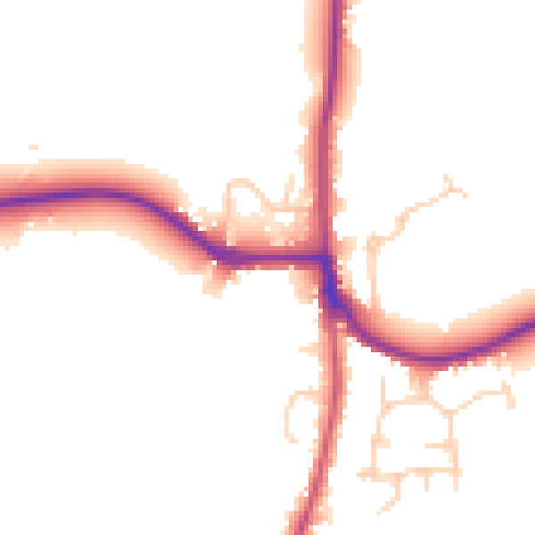 Daytime road noise heatmap for RH13 8DA