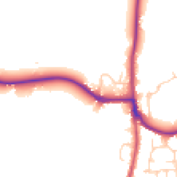 Daytime road noise heatmap for RH13 8DB