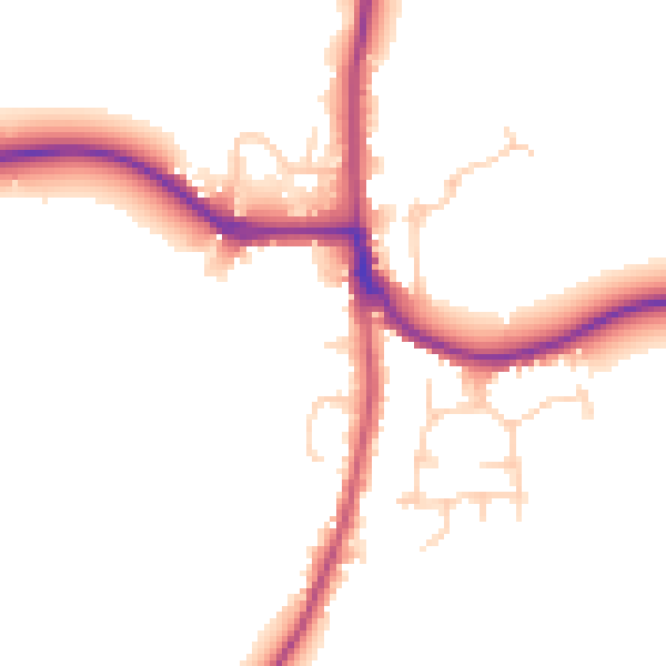 Daytime road noise heatmap for RH13 8DN