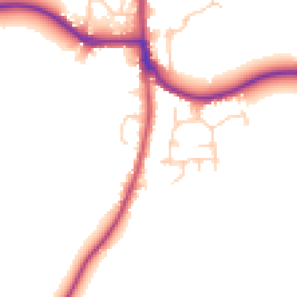Daytime road noise heatmap for RH13 8DR