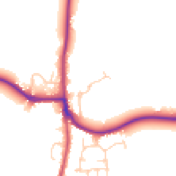 Daytime road noise heatmap for RH13 8DS