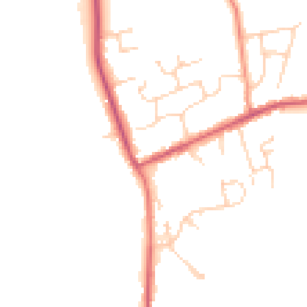 Daytime road noise heatmap for RH13 8WA