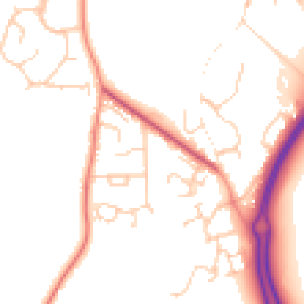 Daytime road noise heatmap for RH13 9EU