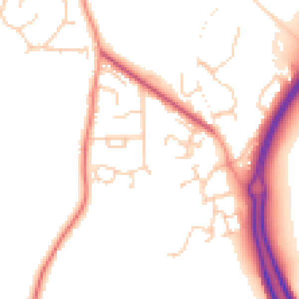 Daytime road noise heatmap for RH13 9EX