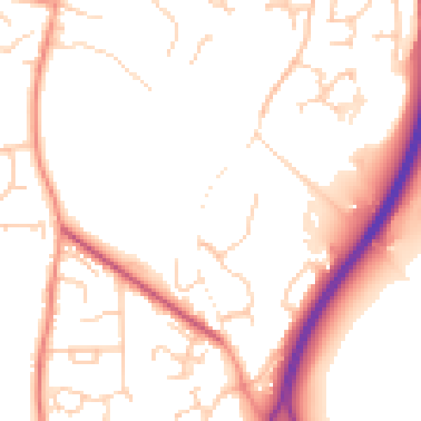 Daytime road noise heatmap for RH13 9HL