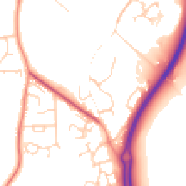 Daytime road noise heatmap for RH13 9HW