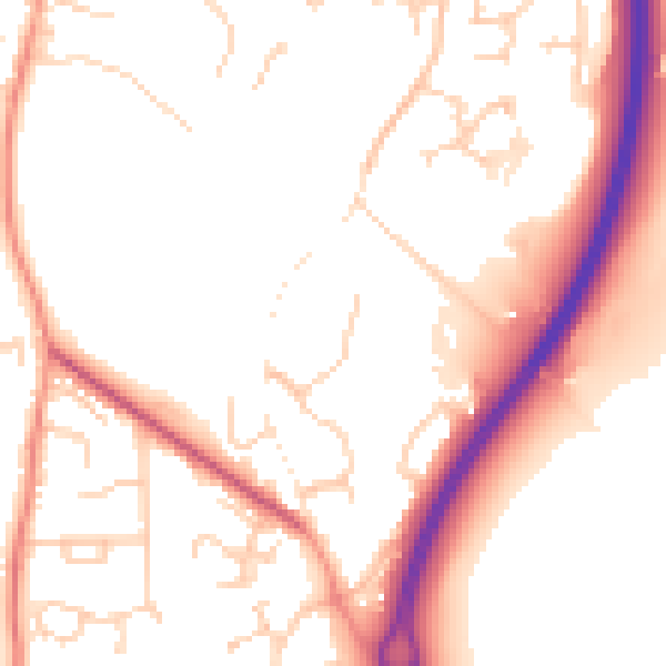 Daytime road noise heatmap for RH13 9HX