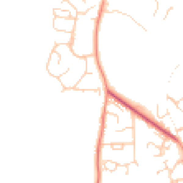 Daytime road noise heatmap for RH13 9JU