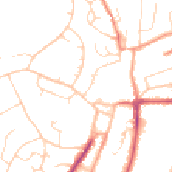 Daytime road noise heatmap for RH16 1AJ