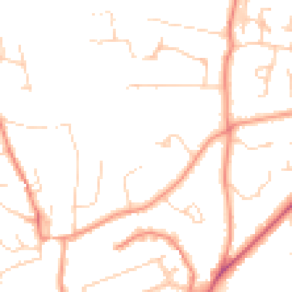 Daytime road noise heatmap for RH16 1AP