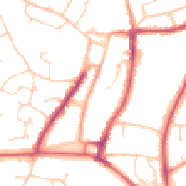 Daytime road noise heatmap for RH16 1AS