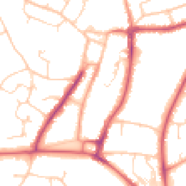Daytime road noise heatmap for RH16 1AT