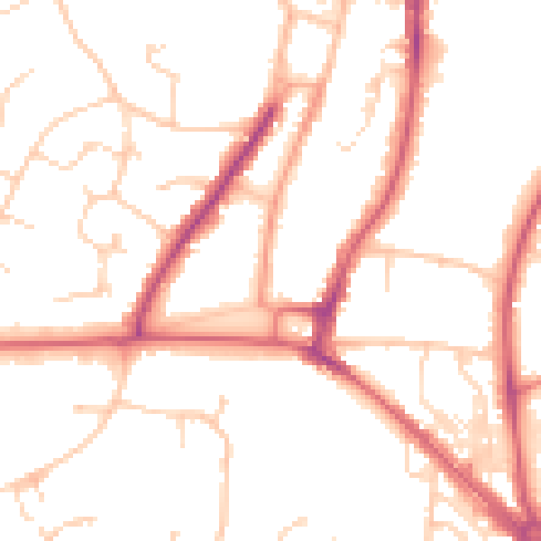 Daytime road noise heatmap for RH16 1BF