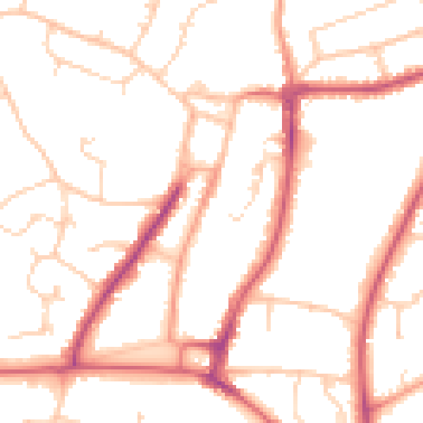 Daytime road noise heatmap for RH16 1BG