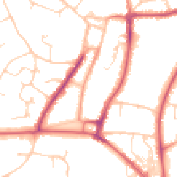 Daytime road noise heatmap for RH16 1BH