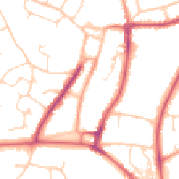Daytime road noise heatmap for RH16 1BL