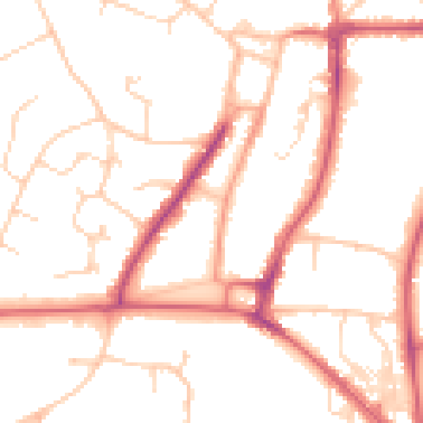 Daytime road noise heatmap for RH16 1BN