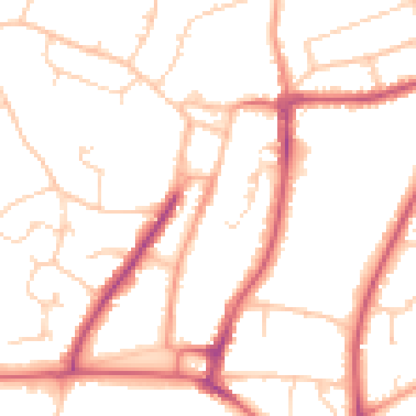 Daytime road noise heatmap for RH16 1BP