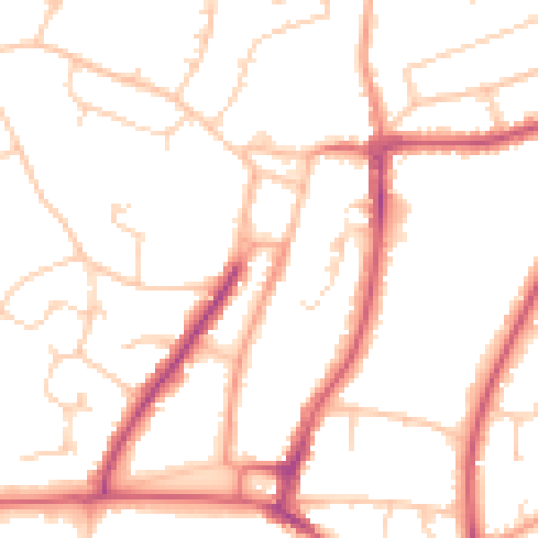 Daytime road noise heatmap for RH16 1BQ