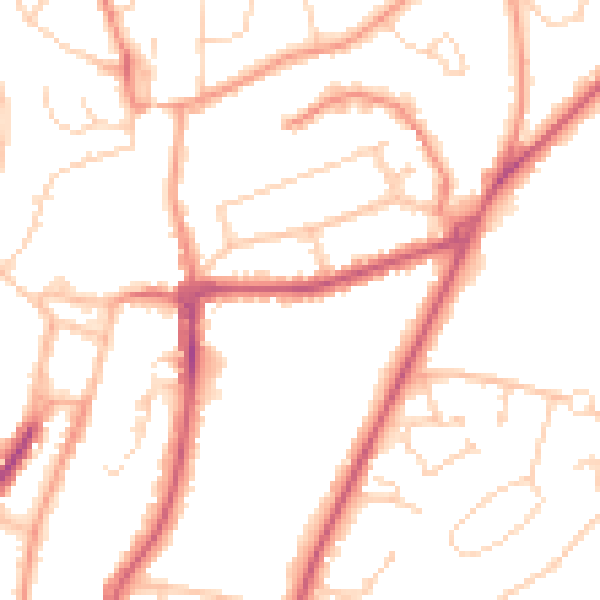 Daytime road noise heatmap for RH16 1DF