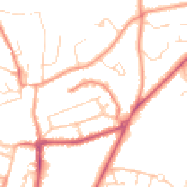 Daytime road noise heatmap for RH16 1DY