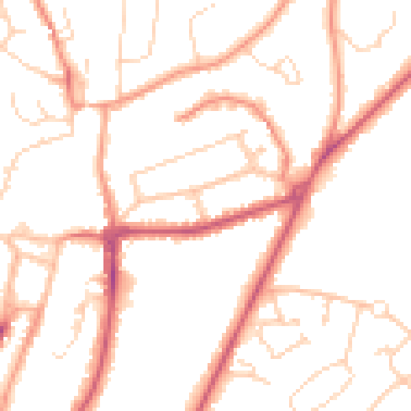 Daytime road noise heatmap for RH16 1ED