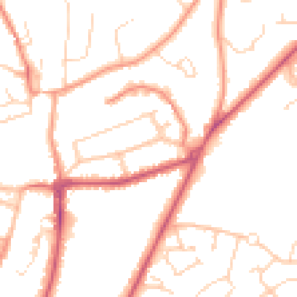 Daytime road noise heatmap for RH16 1EE