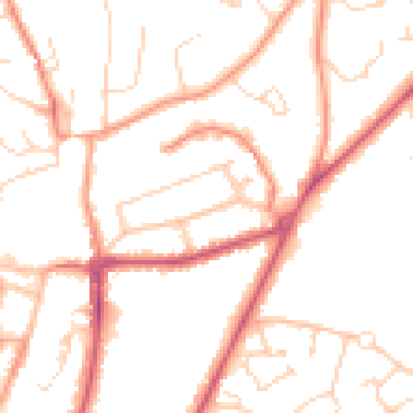 Daytime road noise heatmap for RH16 1EG