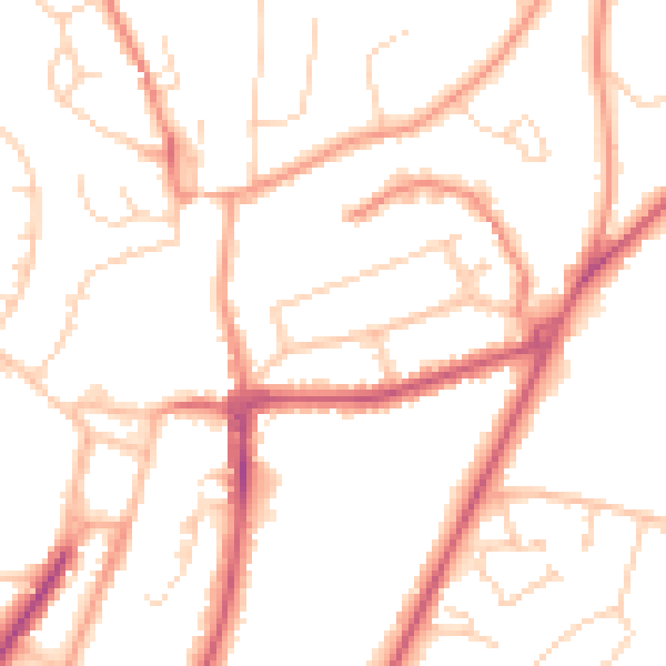 Daytime road noise heatmap for RH16 1EH