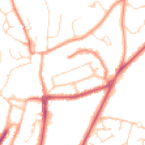 Daytime road noise heatmap for RH16 1EJ