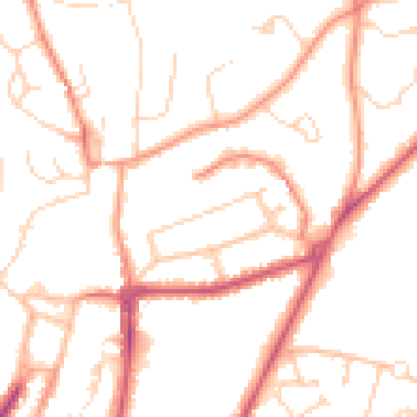 Daytime road noise heatmap for RH16 1EL