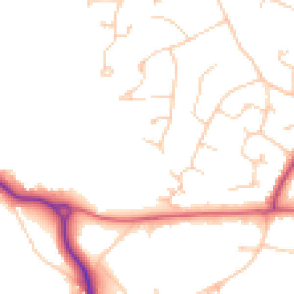 Daytime road noise heatmap for RH16 1EP