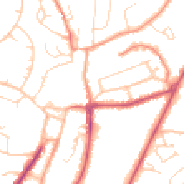Daytime road noise heatmap for RH16 1ER