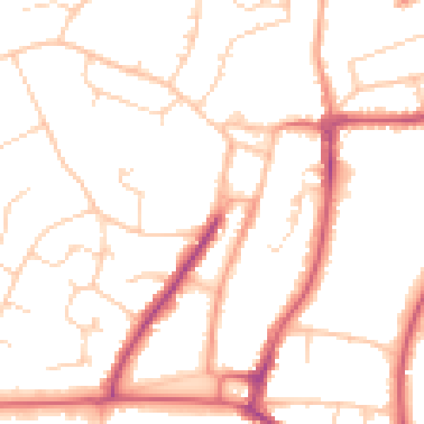 Daytime road noise heatmap for RH16 1ET