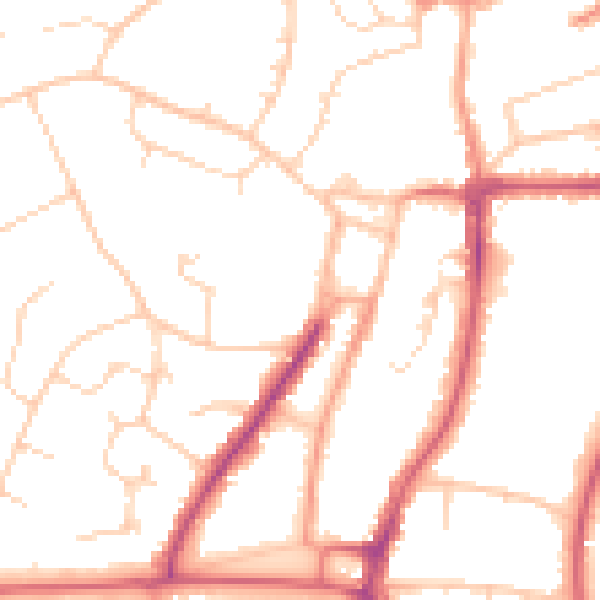 Daytime road noise heatmap for RH16 1EU