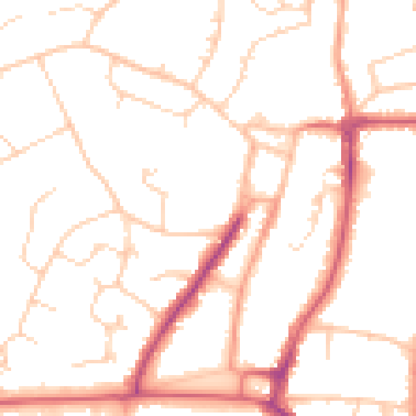 Daytime road noise heatmap for RH16 1EX